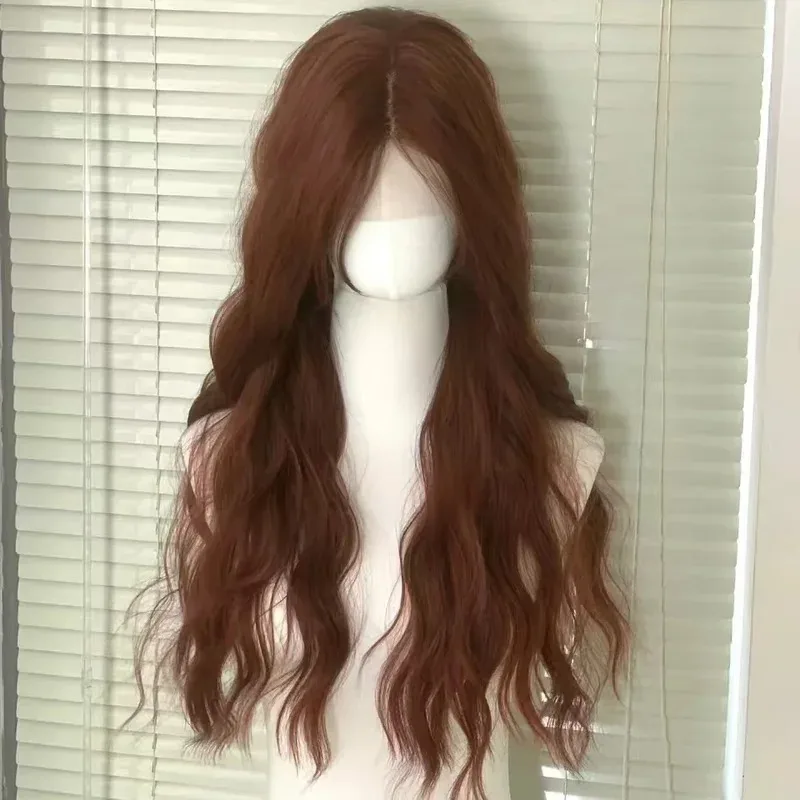 캔디 2025 애슐리 가발 레이스 프론트 여성 카라멜 붉은 갈색 한국 헤드밴드 롱 컬리 로리타 가발 코스프레 데일리용