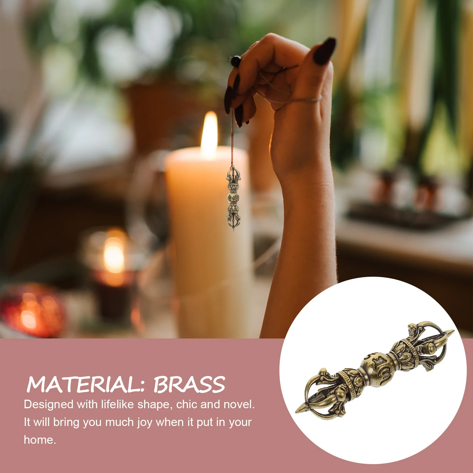

Miniature Vajra Pestle Brass Ornament Small Classic Desktop Decor Retro Buddhism Craft Elegant Home Adornment Brass Decor
