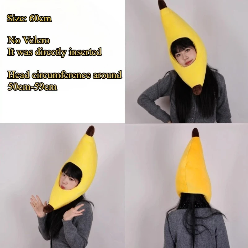 

60cm Cosplay Accessories Cute Plush Banana Headset Hat Cosplay Prop Plush Headset Halloween Party Costume Prop