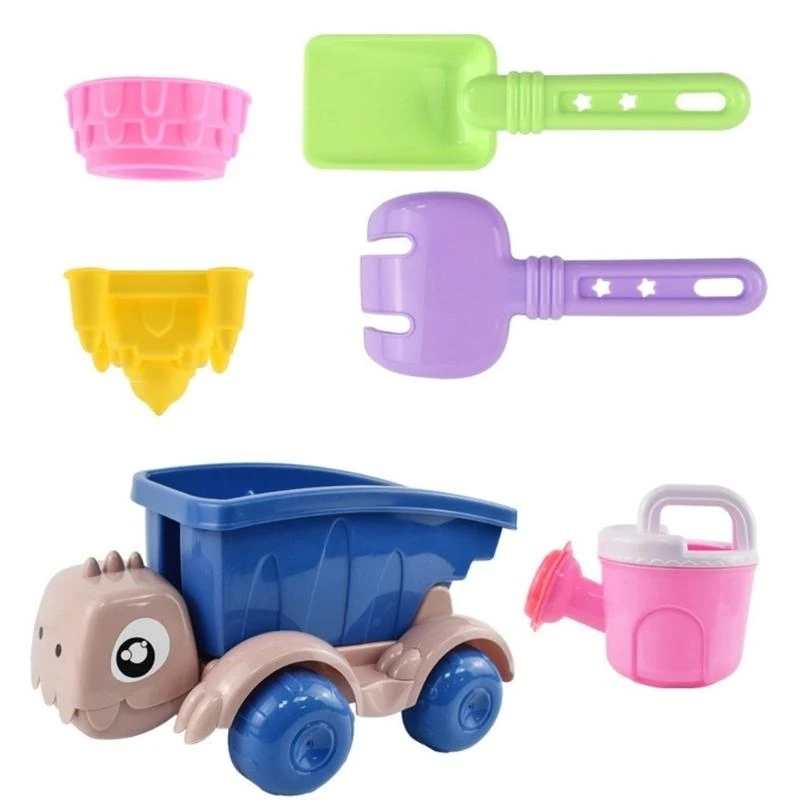 Q0KB Kids Seaside Sand Toy Engineering Vehicle Molds Sand Molds Seaside Bucket Shovel Rake Sandboxes Toy for Toddlers Gift