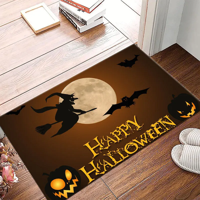 

VIKAMA Halloween Funny Pumpkin Diatom Mud Floor Mat, Entrance And Bathroom Absorbent Floor Mat, Home Decoration