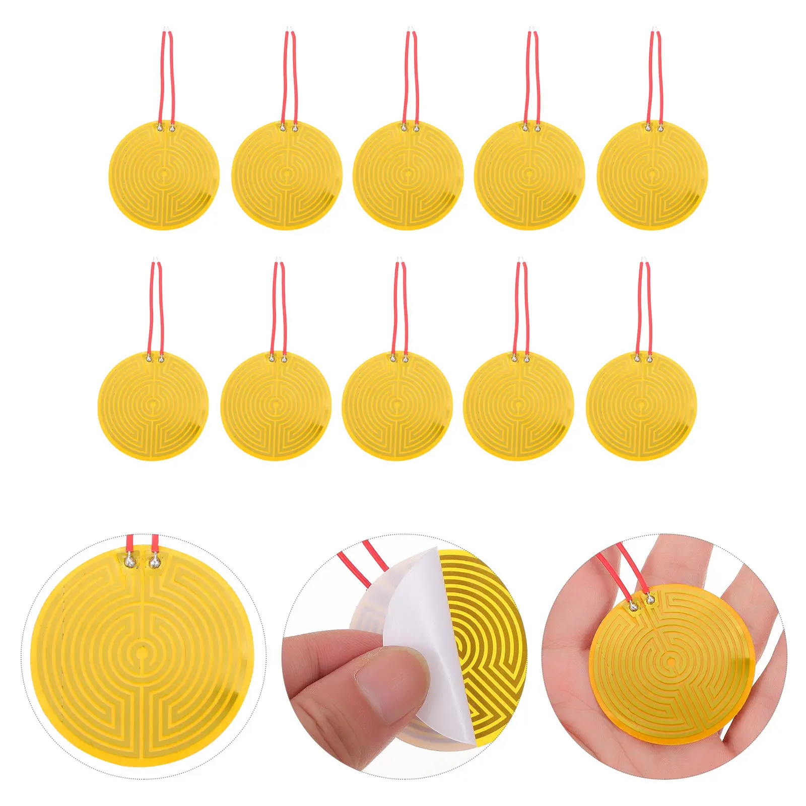 10Pcs Round Heating Sheet for DIY Vacuum Cup Heater Pad Pi Film Electric Heating Coaster Sheet High Efficiency Adjustable