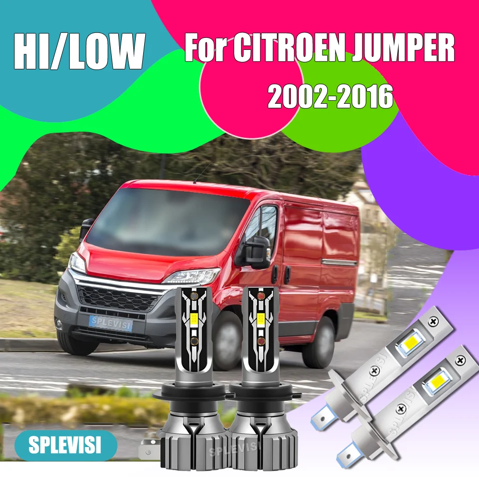

100%Brand New Aluminum H1 H7 LED Headlights High Low Beam For CITROEN JUMPER 2002 2003 2004 2005 2006 2007 2008 2009 2010-2016