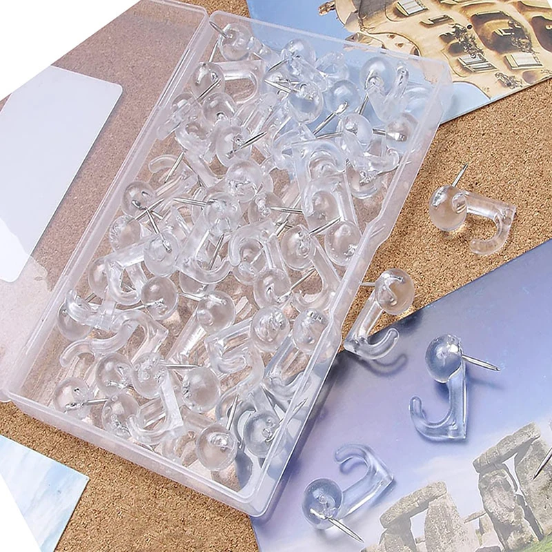 50Pcs Push Pin Hooks Plastic Heads Thumbtack Hooks Decorative Thumb Tacks Hook Back Push Pins Hook For Cork Board Bulletin Board image 2