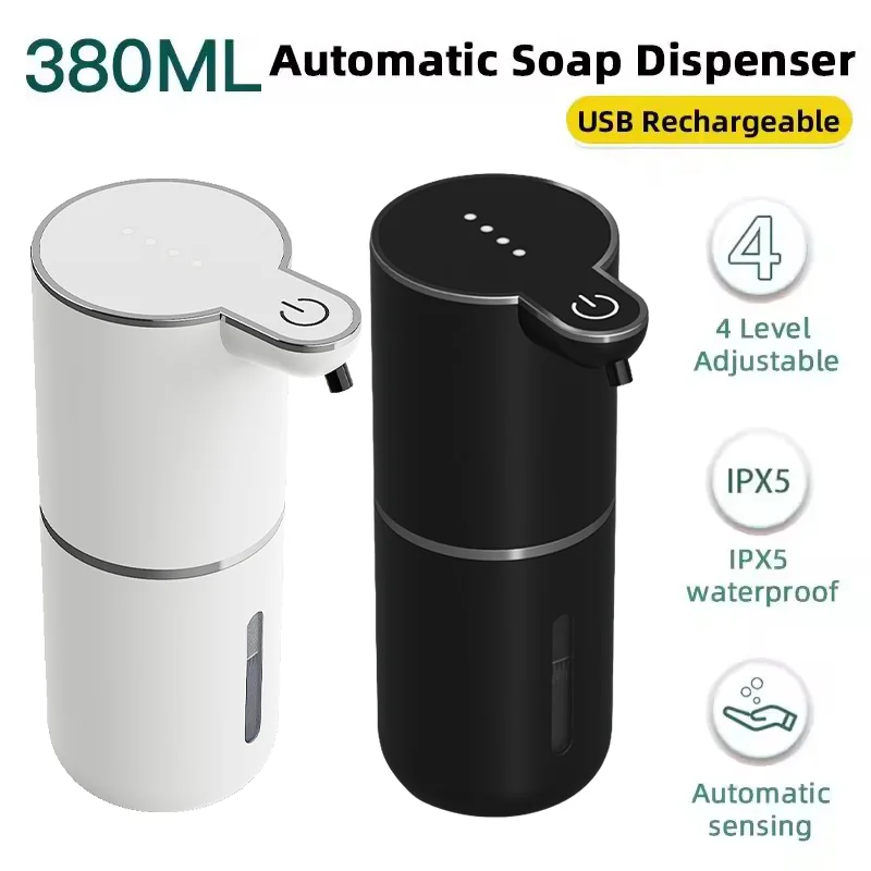 

380ML Light Display Type-C Rechargeable Smart Infrared Automatic Sensor Foam/Liquid Soap Dispenser For Toilet Kitchen Bathroom