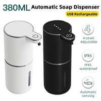 380ML Light Display Type-C Rechargeable Smart Infrared Automatic Sensor Foam/Liquid Soap Dispenser For Toilet Kitchen Bathroom