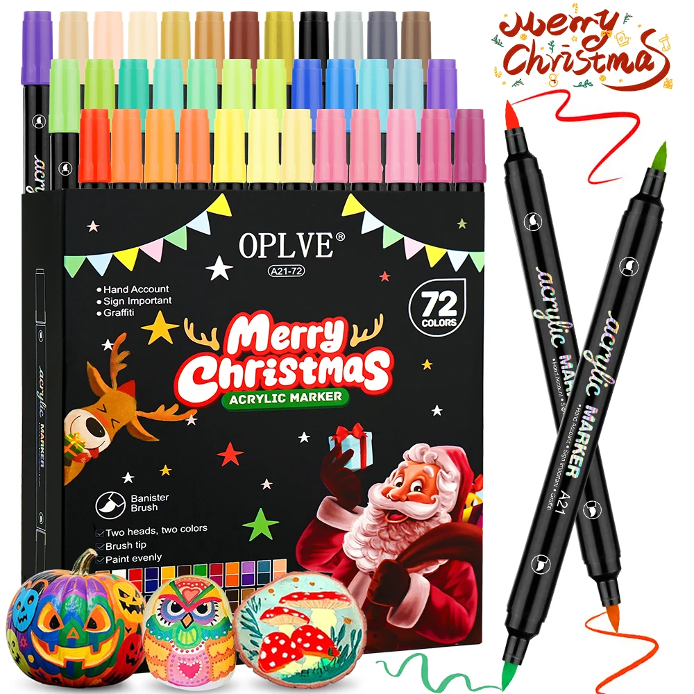 

24/48/72 цвета, акриловые ручки с двойным наконечником, маркеры для Рождества, дерева, камня, камня, живопись, стекло, керамические поверхности, поделки своими руками