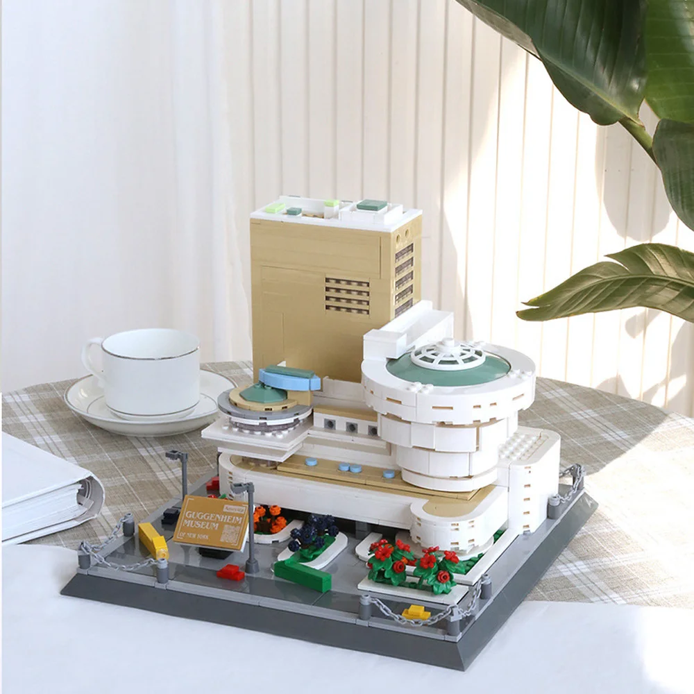 

Creative Modern Arts Architecture New York America Guggenheim Museum Building Block Model Educational Toys Collection For Gift
