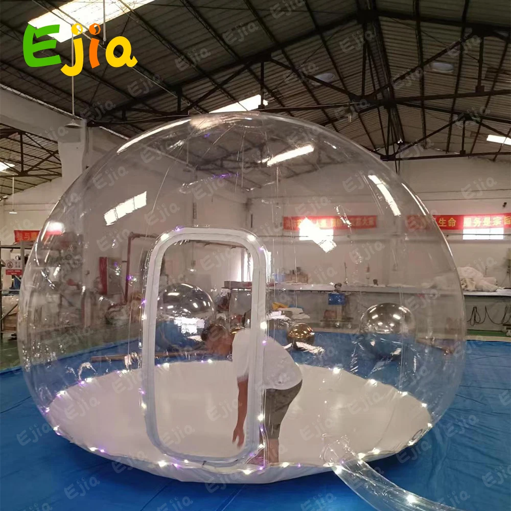 New LED Lights 10/13FT Kids Clear Inflatable Balloon Bubble House With Blower For Party  Outdoor Fun