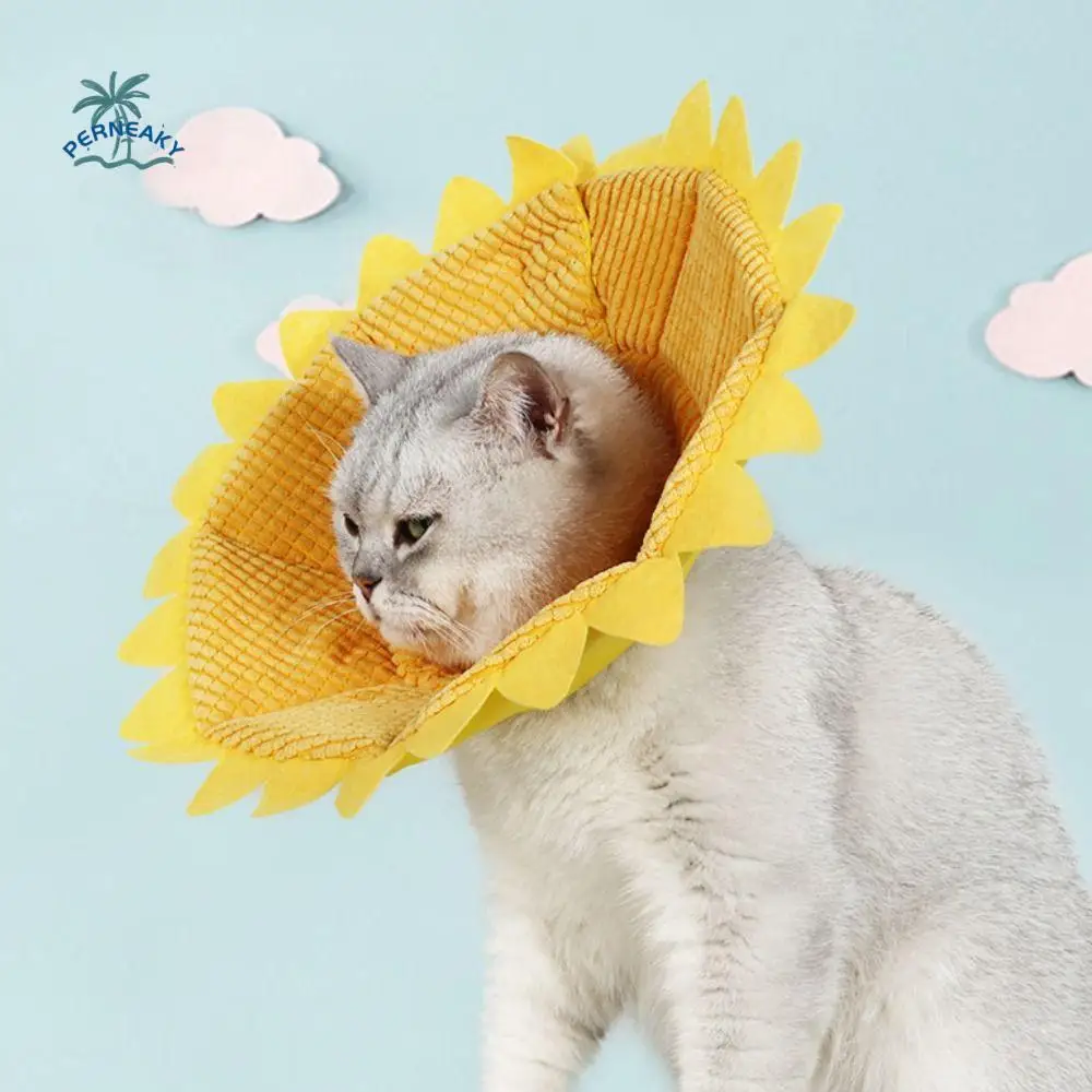 

Sunflower Cat Recovery Collars Adjustable Soft Cat Elizabethan Collar Comfortable Anti-bite Dog Protective Neck Cone