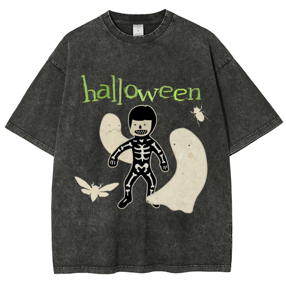 Summer Women Graphic Tshirt Cotton Streetwear Tee With Halloween Themed Print Comfort Casual Lightweight Daily Fit Fashion Style