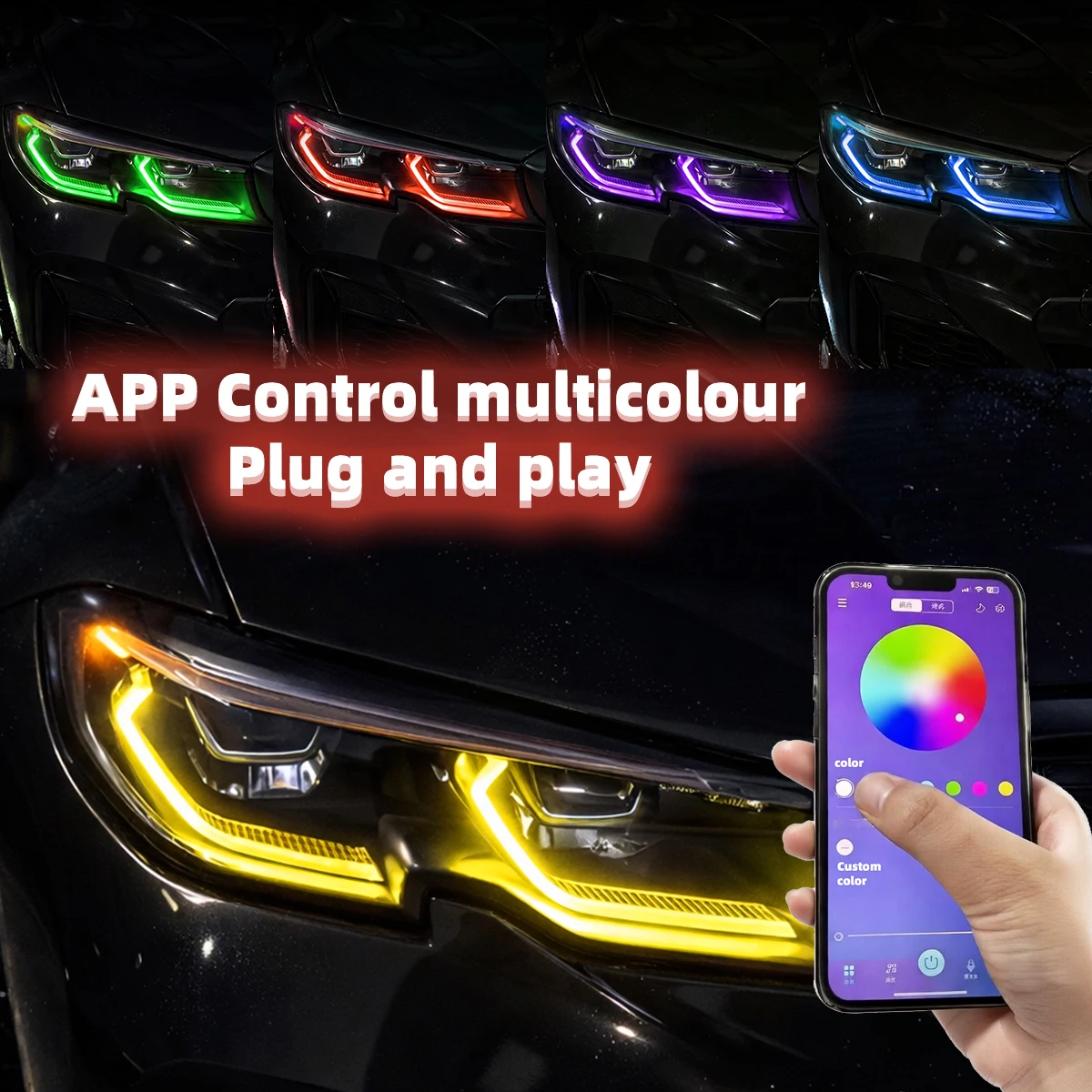 For BMW 3 Series G20 G21 2019-2022 RGB LED DRL Module APP Color Control Plug and Play Daytime Running Light