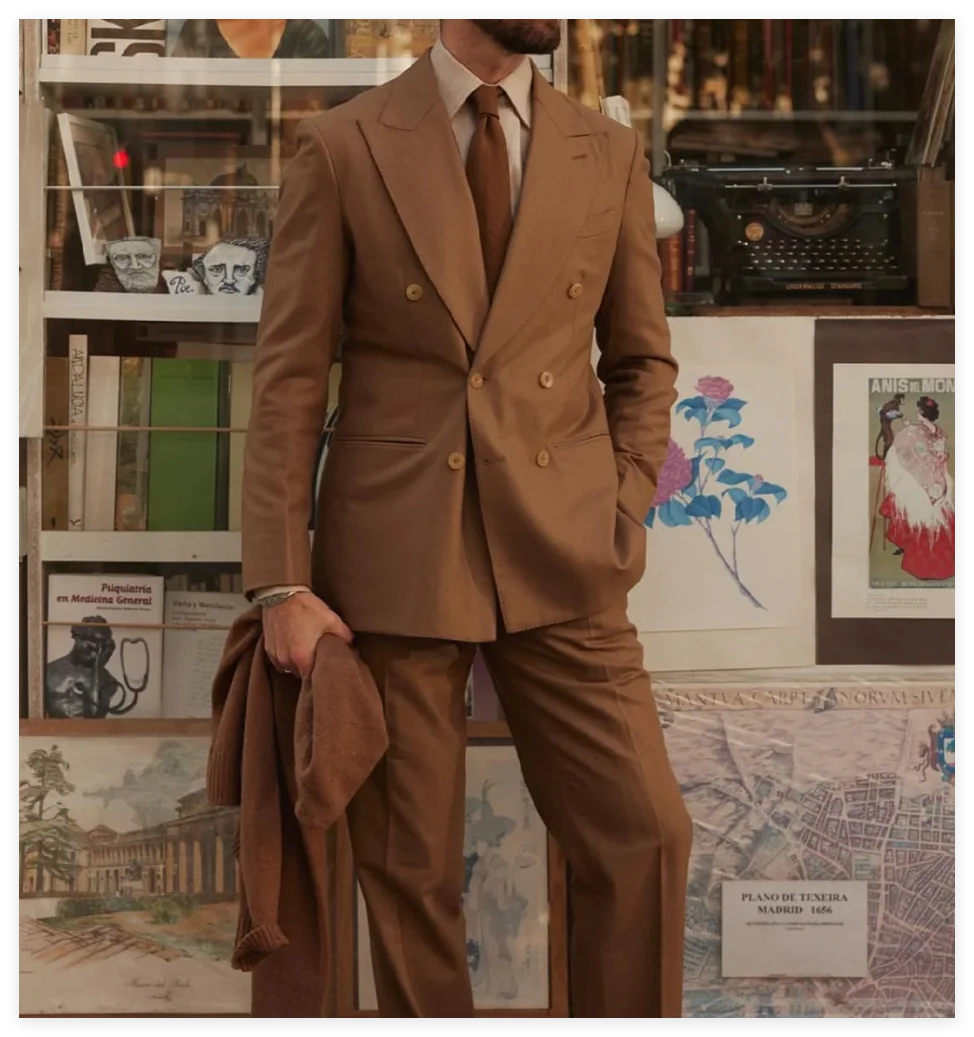 

Men's Autumn/Winter Maillard Color Suit 2-Piece Set (Jacket+Pants) Slim Fit Handsome Business Mens Stretch Suit Men's Clothing