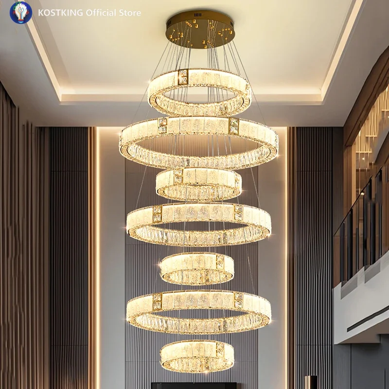 

2026 Современное украшение дома, хрустальная люстра, подвесной светильник для лестницы, подвесные светильники для гостиной, внутреннее освещение