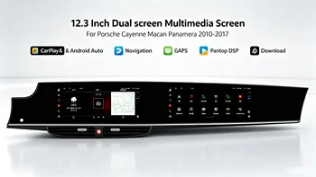 12,3-calowy podwójny ekran multimedialny do Porsche Cayenne Macan / Panamera 2010-2017 do 2024 Carplay GPS Nawigacja Radio Stereo