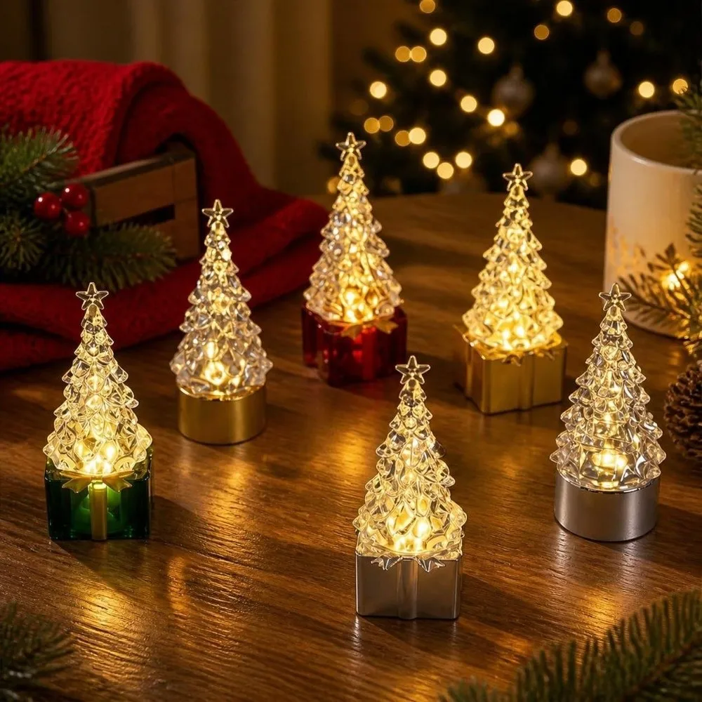 Creative Christmas Tree Night Light Flameless Smokeless LED Atmosphere Lamp Romantic Warm Light Christmas Decor Light