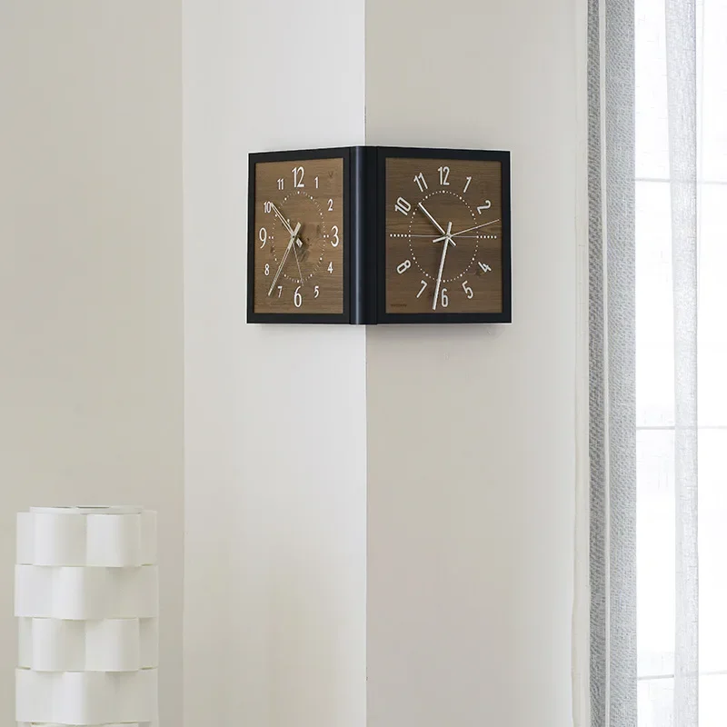 No punching living room double-sided corner wall clock creative corner clock antique wall clock