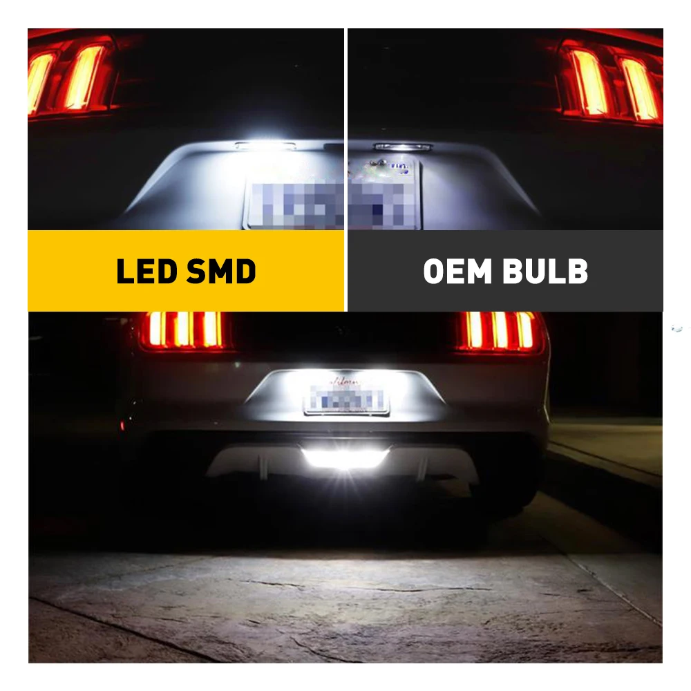 2Pcs Car LED License Number Plate Light Lamp 6000K White For Ford Mustang V6 EcoBoost Premium GT GT Shelby GT350 GT500 2015-2021