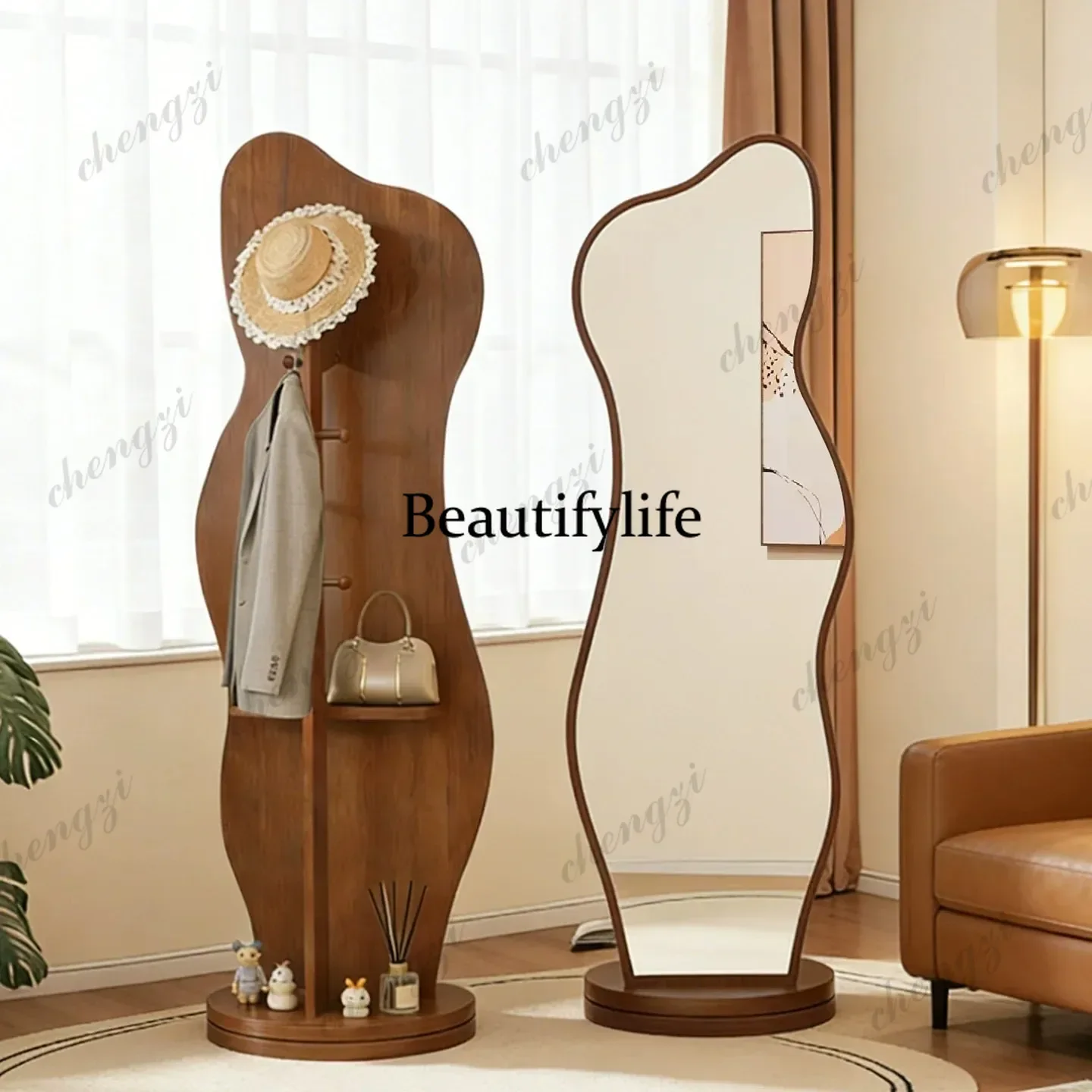 Full body floor household dressing rotating movable fitting mirror a17
