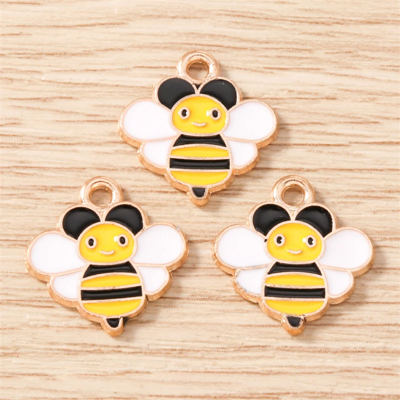 10 Stück Mix Cartoon Tier Biene Charms Emaille Honigbiene Blume Charms Anhänger für Schmuckherstellung Halsketten Ohrringe DIY Handwerk Geschenk – Detail 16