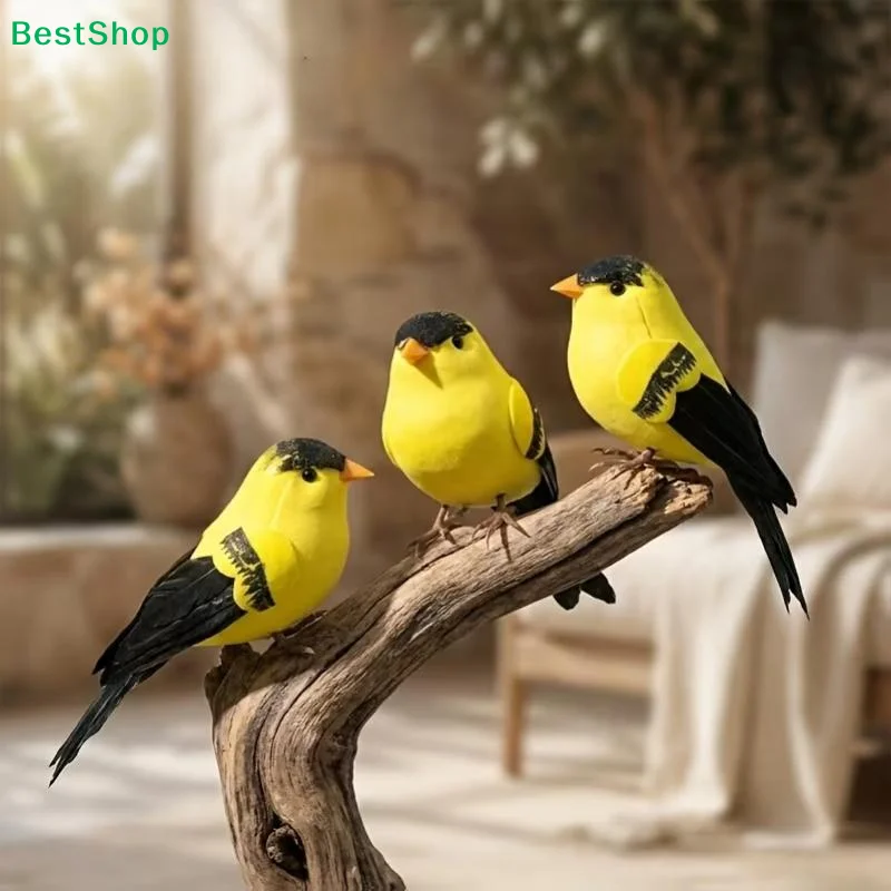 1/3 PCS Artificial Golden Oriole Birds With Realistic Feather Attachable Clip Perfect For Home Garden Tree Party Decoration
