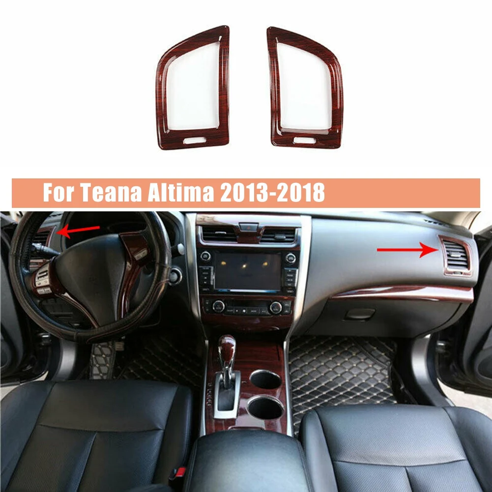 Wood Grain Console L&R Side AC Air Conditioning Outlet Vent Cover Trim for Nissan Teana Altima 2013-2018