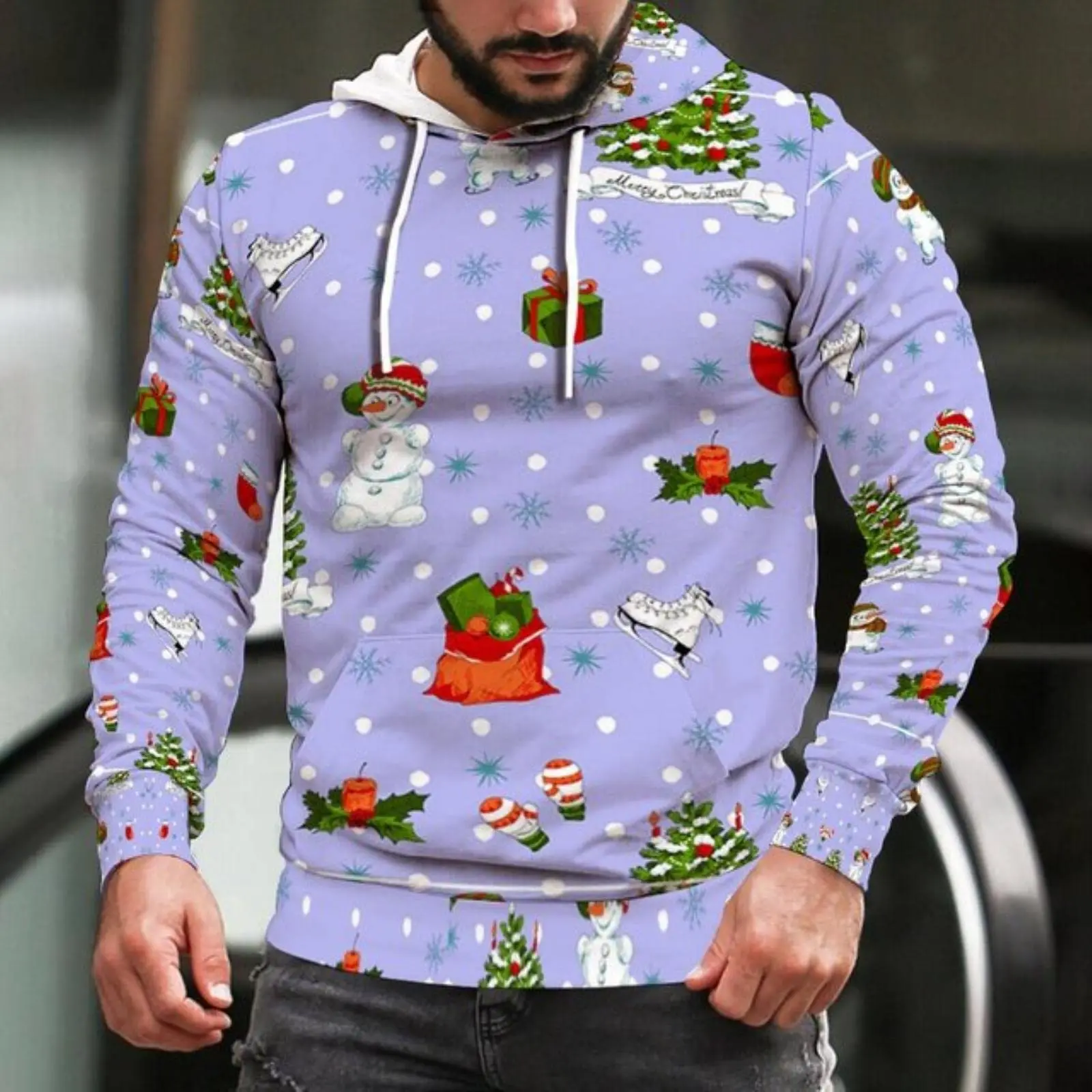 Men's casual hoodie Christmas series 3D multiple Christmas kittens print pullover fashion sweatshirt pullover hoodie unisex