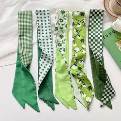 Fashion Skinny Silk Scarf for Women Floral Hair Ribbons Headbands Bandana Female Bag Wrist Wrap Neckerchief Foulard Neck Ties