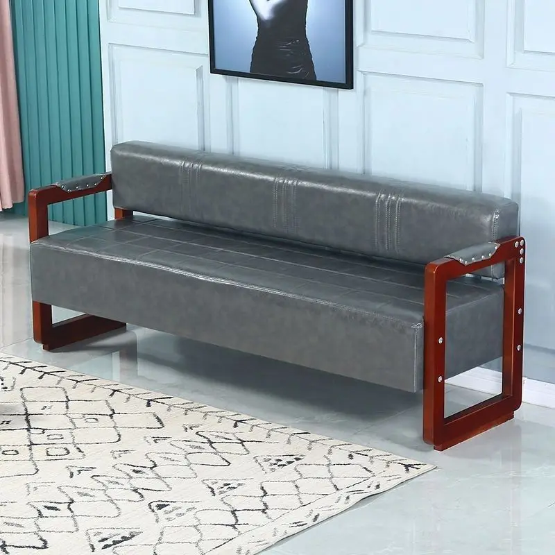 Barber shop sofa Waiting for a long lounge area, hair salon, solid wood sofa Specialized beauty salon sofa