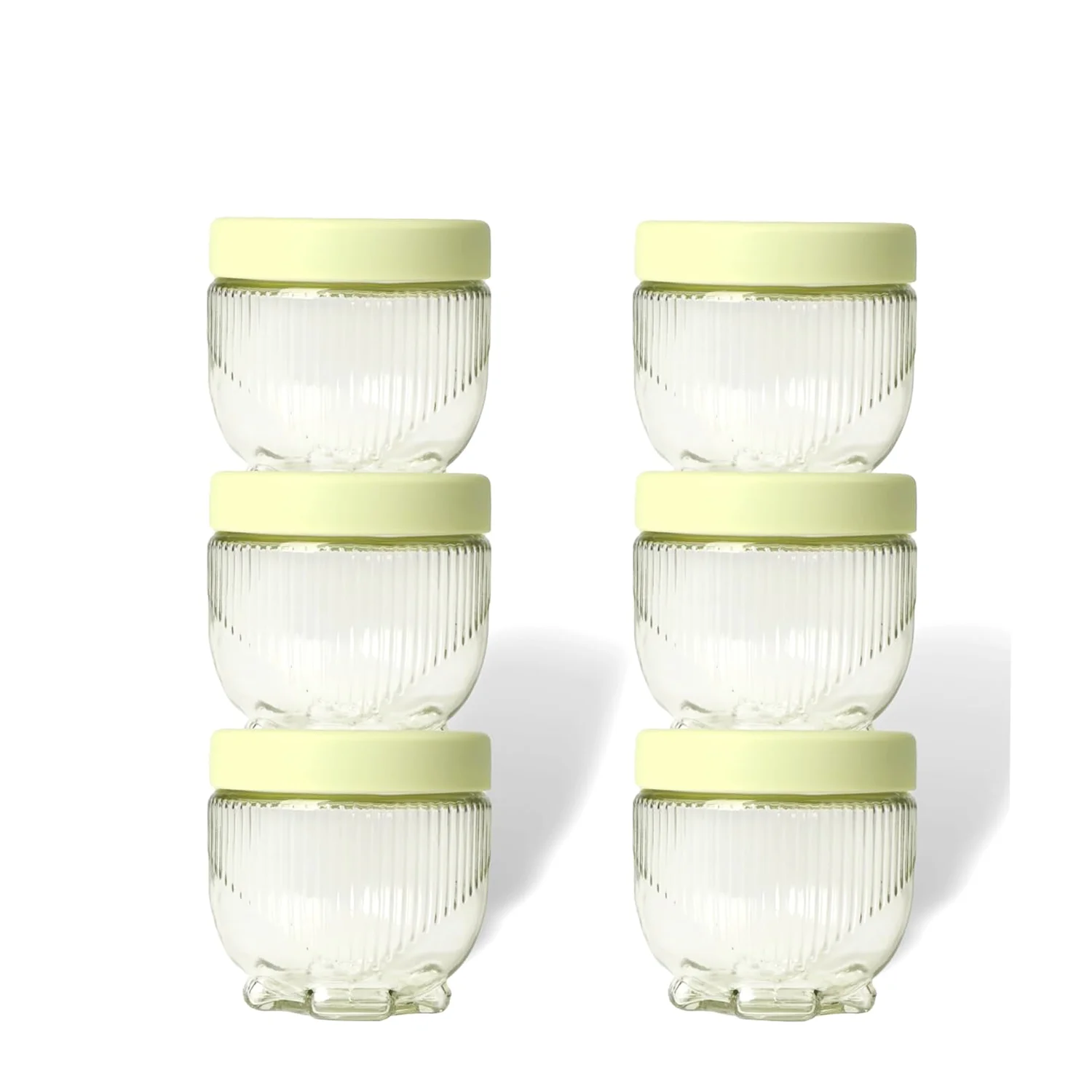 6 Pack Stackable Glass Airtight Food Storage Jars, with Snap Function Screw Lid for Fruit Cereal Coffee Bean Spice Sugar Yogurt