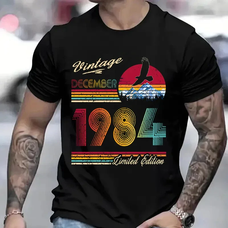 Vintage 1984 Birthday Cotton T Shirts for Men Women Short Sleeve Clothing Retro T-shirts Born in 1984 Clothes for Men Tops Tee