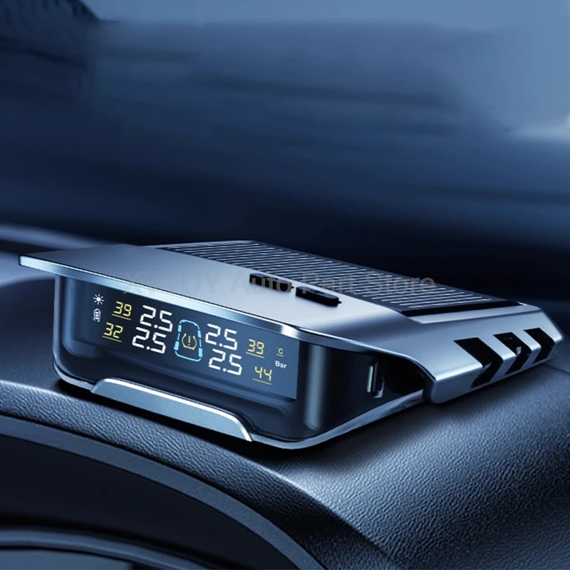 Tire Pressure Monitor High Precision Solar-powered TPMS with External and Internal Sensors 24-hour Monitoring Automatic Alarm - Image 3