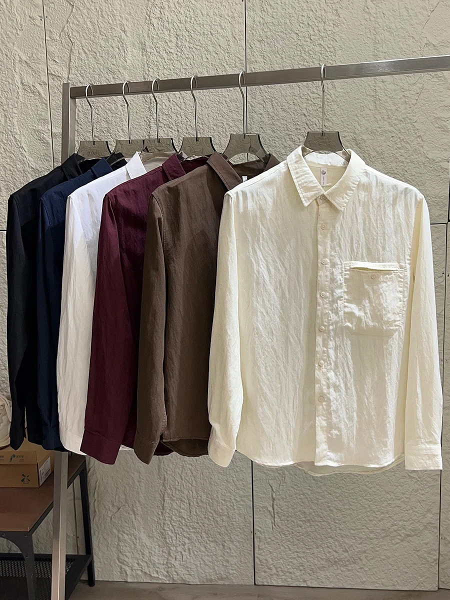 

Comfortable Upper Body Lightweight Unconstrained Spring Men's Casual Collar Long Sleeve Shirt Trendy Loose Fit Breathable