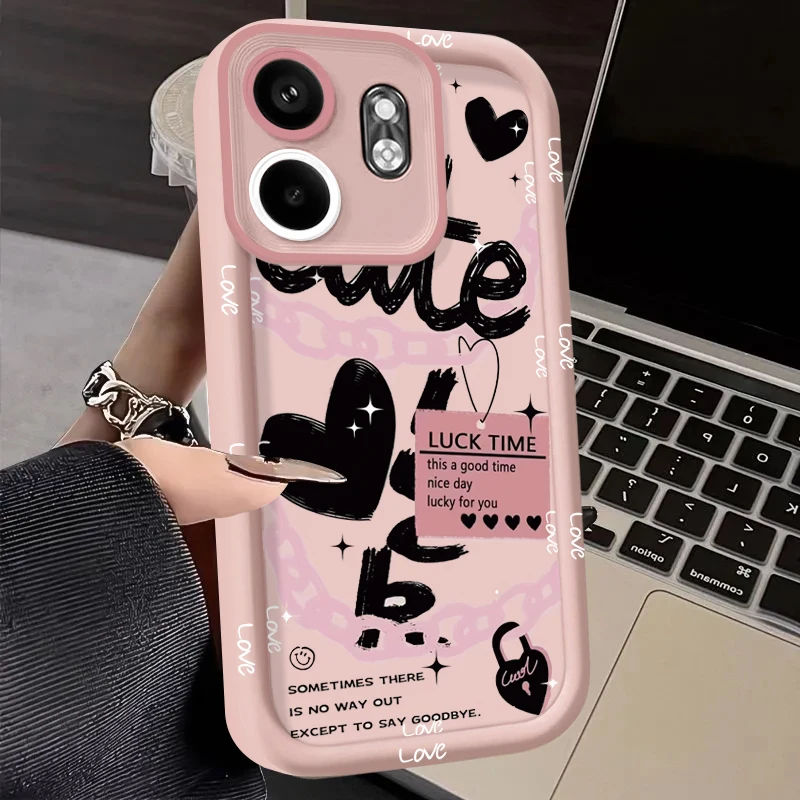 For Infinix Tecno Spark Go 20 10 Pro Smart 8 9 5 7 Plus Hot 30i 40i 50i 8 9 11 12 Play Note 40 30 Pro Cool Black Love Heart Case