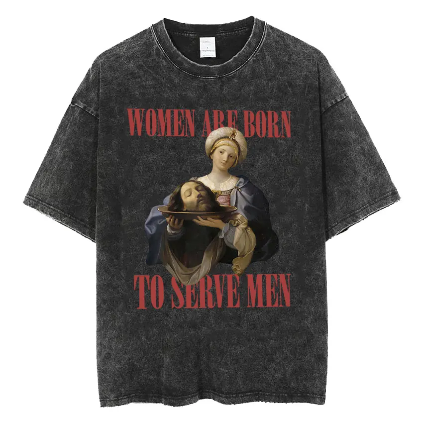 Trump Born To Serve Men Christian Boss Girl Tee Shirt Women's Clothing Fashion Vintage Washed Short Sleeve Meme Graphic T-shirts