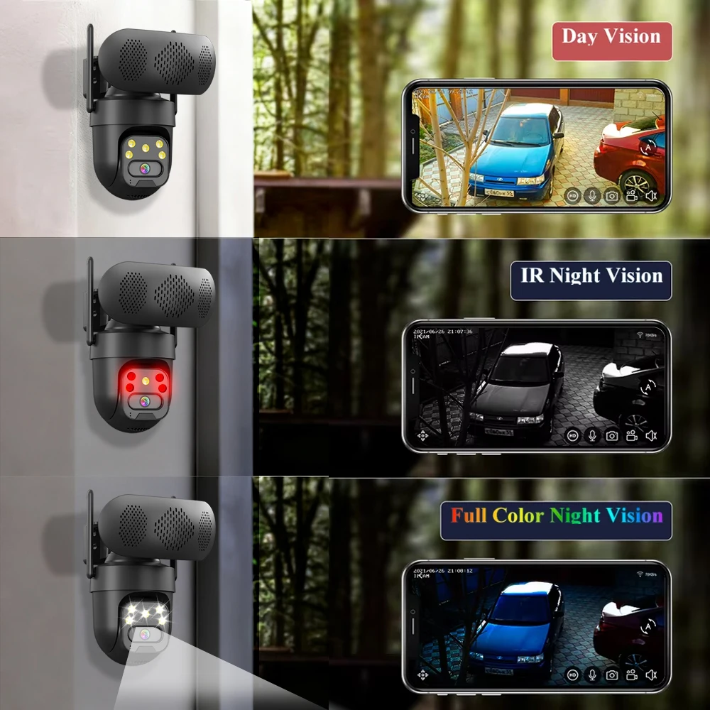 5MP UltraHD كاميرا الأمن في الهواء الطلق تتبع السيارات تشغيل الموسيقى بلوتوث واي فاي IP66 مقاوم للماء كاميرا مراقبة منزلية icsee