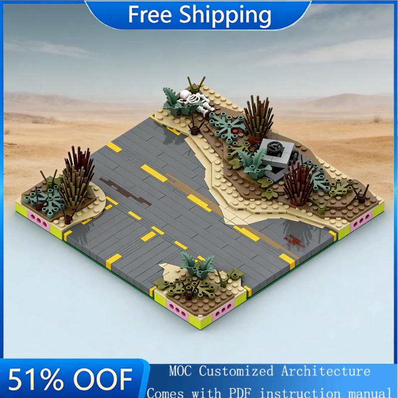 

Набор строительных блоков 473 детали: Дорожная модель T-образного перекрестка «Пустошь» шириной 16 см. Развивающая сборная игрушка для мальчиков. Подарок на день рождения, для творческого оформления.