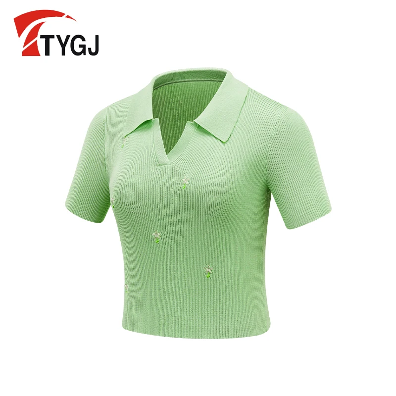 Ttygj Damen Golf tragen Kurzarm Golf T-Shirts Frühling/Sommer schnell trocknende kurze Strickwaren Polos hirt für Outdoor-Sportarten