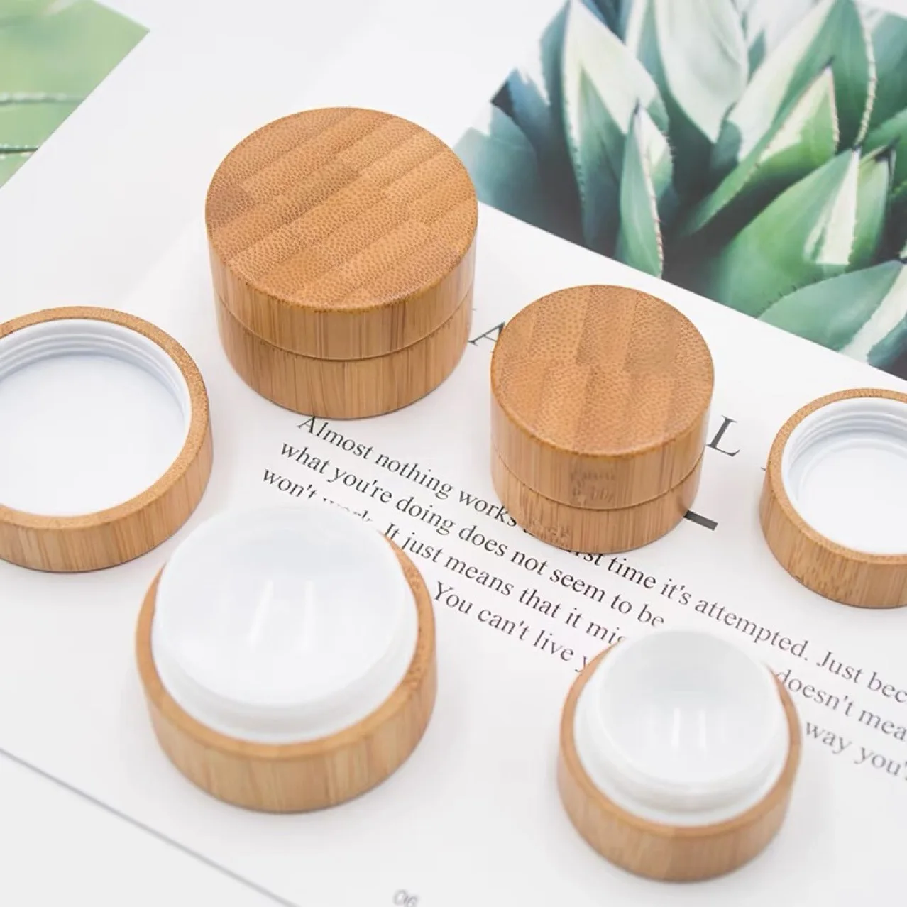 1Pc 5g 20g 50g 150g Bamboo Bottle Cream Jar Nail Art Mask Cream Refillable Empty Cosmetic Makeup Container Bottle Storage Box