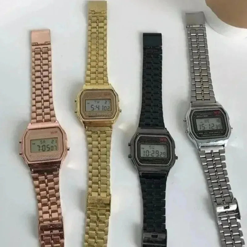 Immagine 6: Orologi di Lusso F91W con Cinturino in Acciaio, Orologio Digitale LED con Bracciale in Acciaio Inossidabile, Orologio Elettronico da Polso per Uomo e Donna
