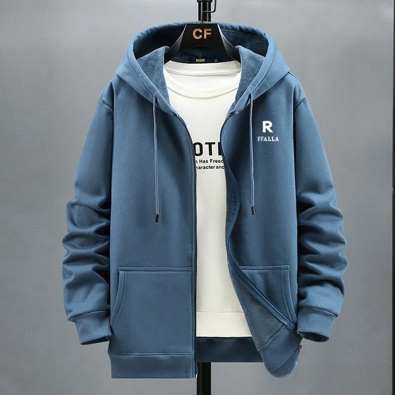 

Мужской кардиган с капюшоном на молнии, осенне-зимние модели, круглый вырез, удобный повседневный стиль, модная уличная одежда
