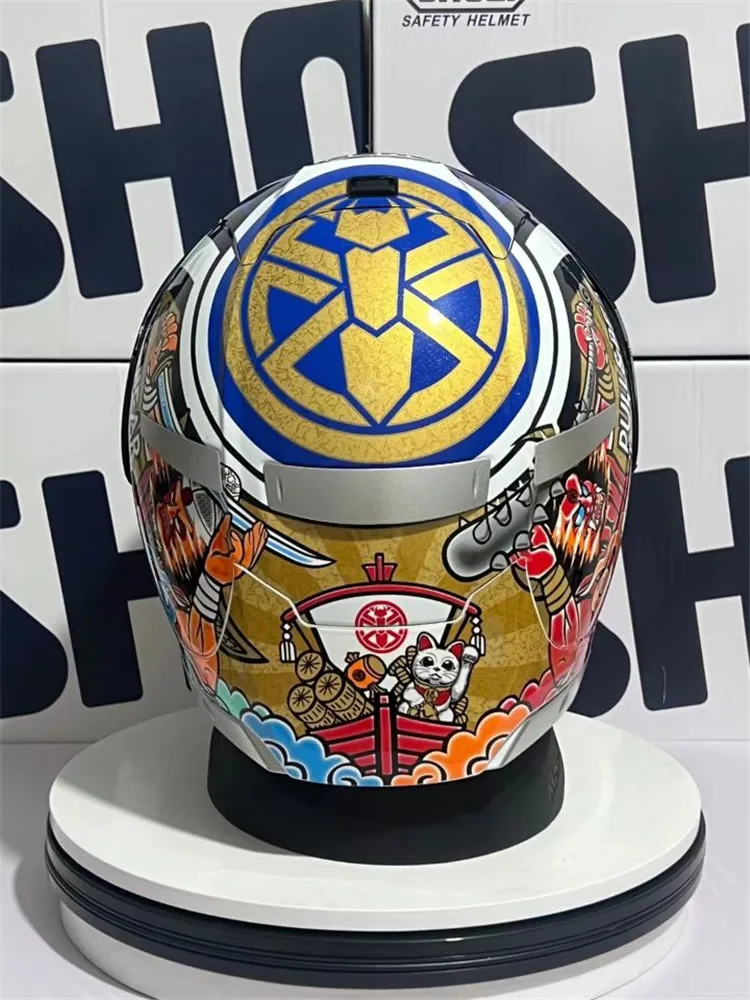 DOT-zugelassener Integralhelm für Motorräder X14 Motegi3 Lucky Cat2 mit rotem Antibeschlagvisier für Motocross-Rennen und Motorradfahren
