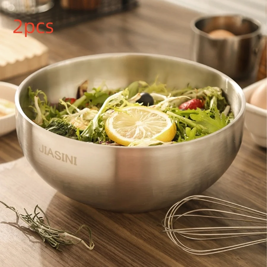 Mangkuk Mie Stainless Steel Rumah Tangga Berkualitas Tinggi Mangkuk Sup Instan Menarik Gaya Korea Mangkuk Nasi Salad Besar