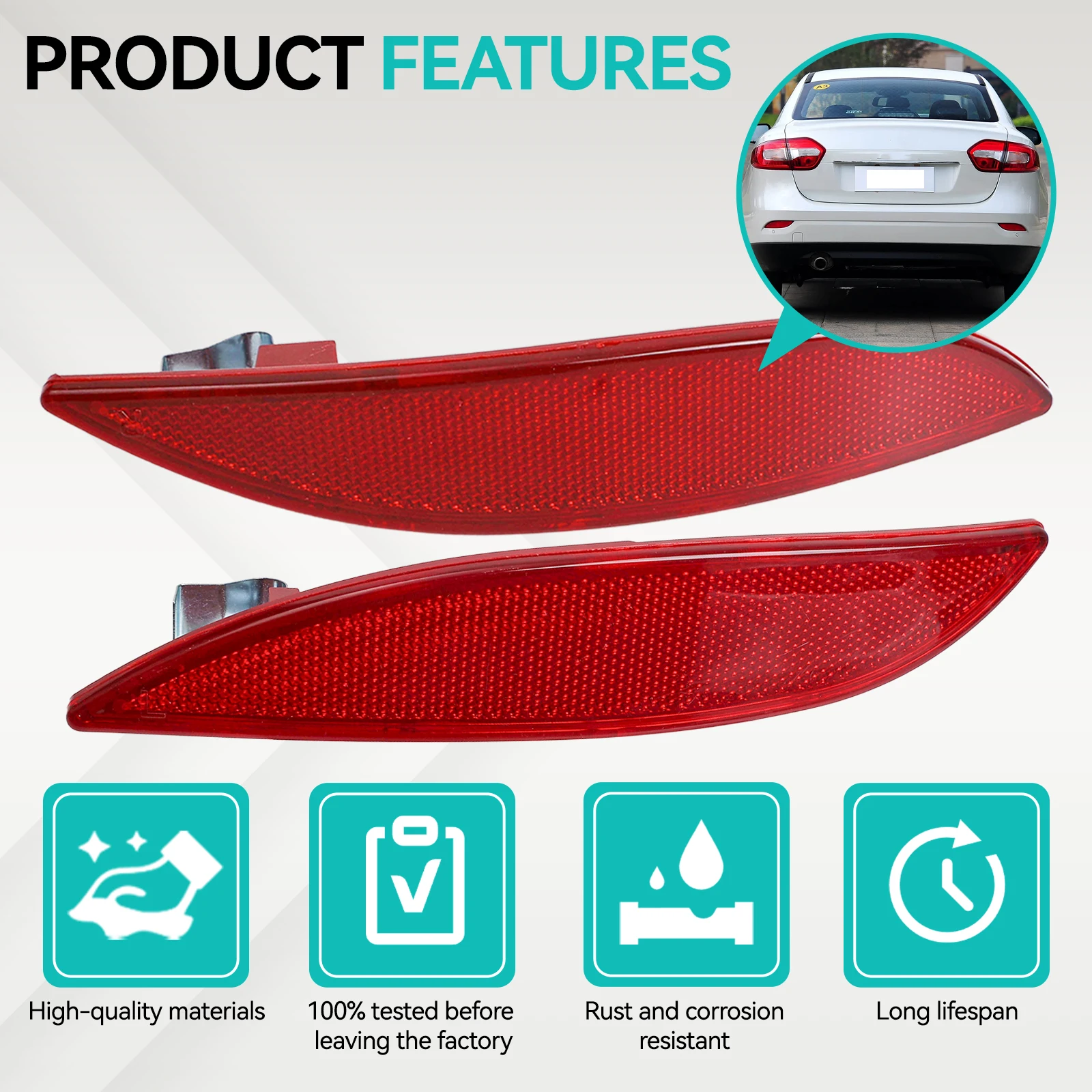 For Renault Megane III MK3 Hatchback 2008-2016 Fluence Car Rear Bumper Reflector Reflector Light Lens L+R 265650004R 265600004R
