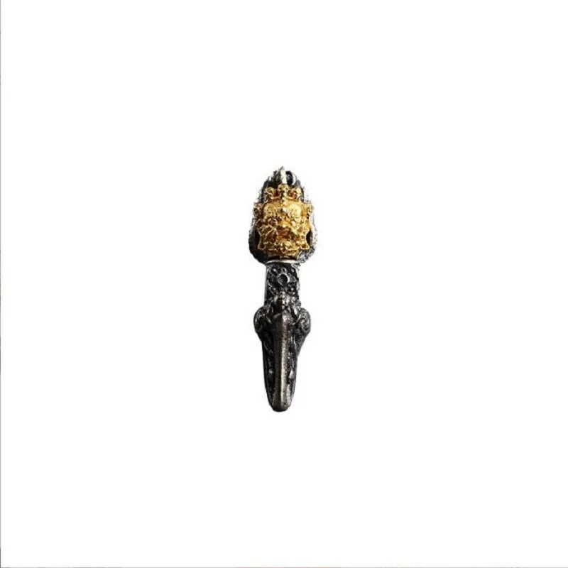 100% 925 Silver Gold-plated Buddhist Mahakala Dorje charm Good Luck Tibetan Black Wealth Buddha Amulet