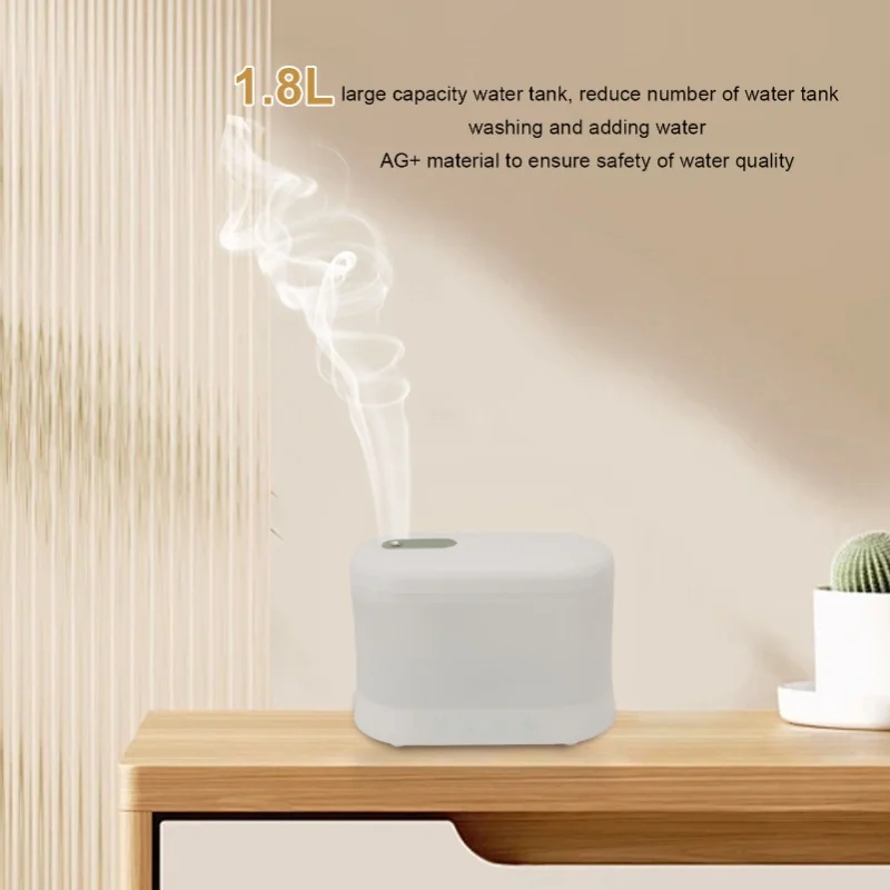 1.8L  Air Humidifier Diffuser Office Bedroom Table Top Silent With Aromatherapy Light Intelligent Timed US Plug 110-240V