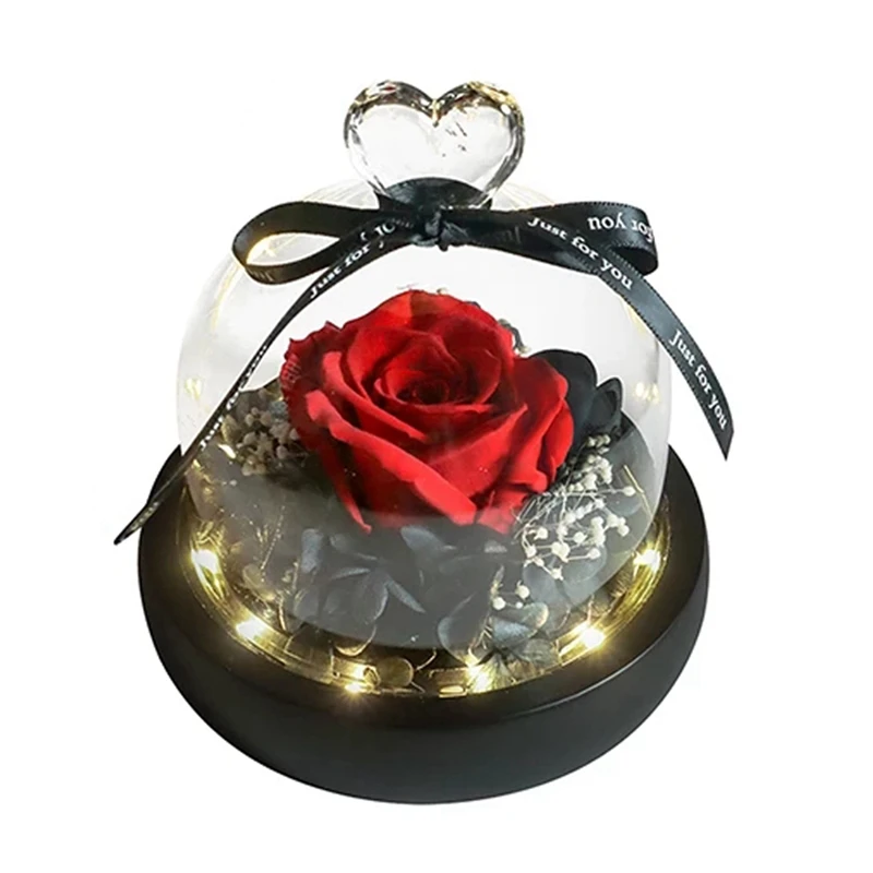 

Натуральные вечные цветы, Красавица и чудовище, всегда Сохраненная Роза в стеклянном куполе с конфетами, подарки на день Святого Валентина, свадьбу, Рождество