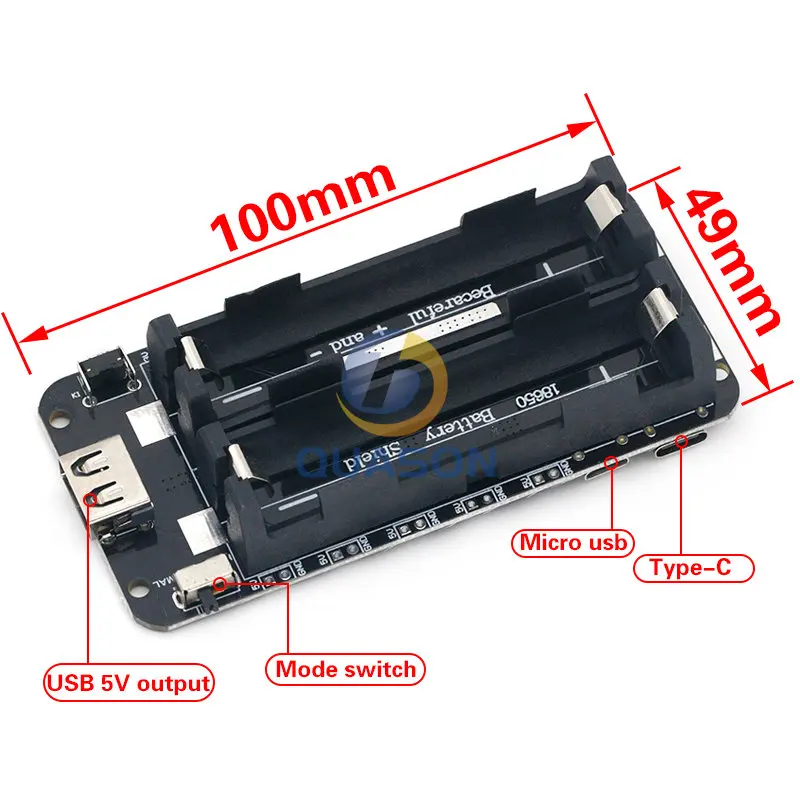 Two Voltage 18650 Lithium Battery Shield V8 Mobile Power Expansion Board Module 5V/3A 3V/1A Micro USB For Arduino ESP32 ESP8266