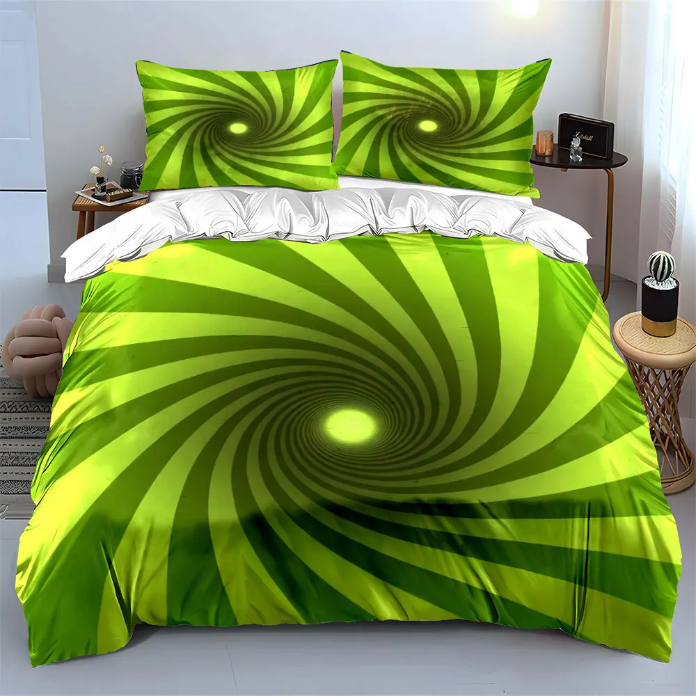 

"Green Spiral Art Decoration Set" Bedding Set with 1 Duvet Cover 2 Pillowcases Single Double King Queen, Gift