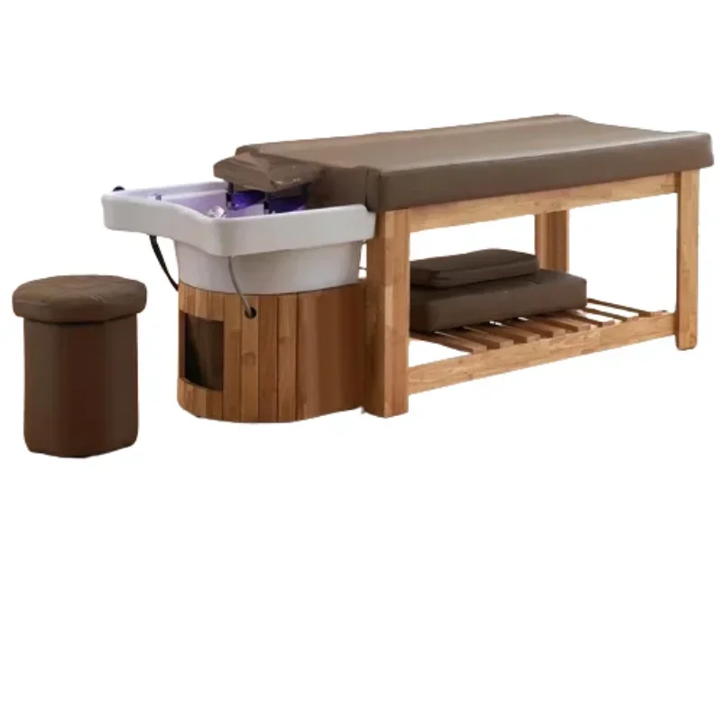 Full solid wood head treatment shampoo bed, hair salon, beauty  fumigation and steaming water circulation bed